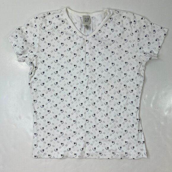 GAP Womens Set of 2 Shirts Long Short Sleeve Flowers White Purple Size Small - Picture 5 of 7